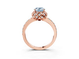 Rose gold Fancy Blue Oval Cut Diamond Scalloped Halo Engagement Ring with Round Shared Prong Band_15
