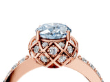Rose gold Fancy Blue Oval Cut Diamond Scalloped Halo Engagement Ring with Round Shared Prong Band_16