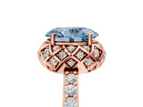 Rose gold Fancy Blue Oval Cut Diamond Scalloped Halo Engagement Ring with Round Shared Prong Band_17