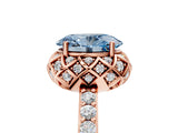 Rose gold Fancy Blue Oval Cut Diamond Scalloped Halo Engagement Ring with Round Shared Prong Band_29