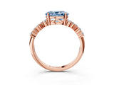 Rose gold Fancy Blue Oval Cut Diamond Scattered Round Accent Ring with Prong Setting_16