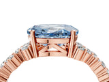 Rose gold Fancy Blue Oval Cut Diamond Scattered Round Accent Ring with Prong Setting_17