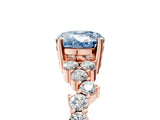 Rose gold Fancy Blue Oval Cut Diamond Scattered Round Accent Ring with Prong Setting_18