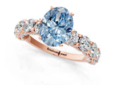 Rose gold Fancy Blue Oval Cut Diamond Side Stone Engagement Ring with Four-Prong Setting_37
