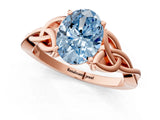 Rose gold Fancy Blue Oval Cut Diamond Solitaire Celtic Knot Ring with Four-Prong Setting_59