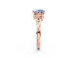Rose gold Fancy Blue Oval Cut Diamond Solitaire Celtic Knot Ring with Four-Prong Setting_60