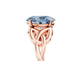 Rose gold Fancy Blue Oval Cut Diamond Solitaire Celtic Knot Ring with Four-Prong Setting_63