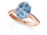 Rose gold Fancy Blue Oval Cut Diamond Solitaire Engagement Ring with Cathedral Setting and Four-Prong Mount_112