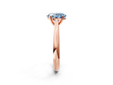 Rose gold Fancy Blue Oval Cut Diamond Solitaire Engagement Ring with Cathedral Setting and Four-Prong Mount_113