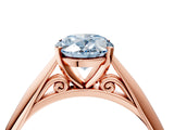 Rose gold Fancy Blue Oval Cut Diamond Solitaire Engagement Ring with Cathedral Setting and Four-Prong Mount_115