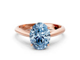 Rose gold Fancy Blue Oval Cut Diamond Solitaire Engagement Ring with Cathedral Setting and Four-Prong Mount_12