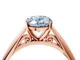 Rose gold Fancy Blue Oval Cut Diamond Solitaire Engagement Ring with Cathedral Setting and Four-Prong Mount_16