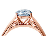 Rose gold Fancy Blue Oval Cut Diamond Solitaire Engagement Ring with Cathedral Setting and Four-Prong Mount_46