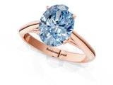 Rose gold Fancy Blue Oval Cut Diamond Solitaire Engagement Ring with Cathedral Setting and Four-Prong Mount_91
