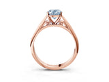 Rose gold Fancy Blue Oval Cut Diamond Solitaire Engagement Ring with Cathedral Setting and Four-Prong Mount_93