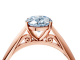 Rose gold Fancy Blue Oval Cut Diamond Solitaire Engagement Ring with Cathedral Setting and Four-Prong Mount_94