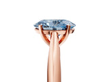 Rose gold Fancy Blue Oval Cut Diamond Solitaire Engagement Ring with Cathedral Setting and Four-Prong Mount_95