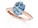 Rose gold Fancy Blue Oval Cut Diamond Solitaire Engagement Ring with Classic Band and Four-Prong Setting_25