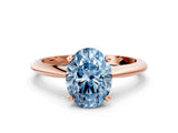 Rose gold Fancy Blue Oval Cut Diamond Solitaire Engagement Ring with Classic Band and Four-Prong Setting_87