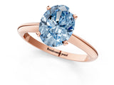 Rose gold Fancy Blue Oval Cut Diamond Solitaire Engagement Ring with Classic Band and Four-Prong Setting_88