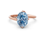 Rose gold Fancy Blue Oval Cut Diamond Solitaire Engagement Ring with Four-Prong Setting and Classic Band_20
