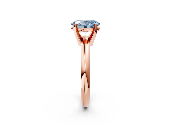 Rose gold Fancy Blue Oval Cut Diamond Solitaire Engagement Ring with Round Band and Four-Prong Setting