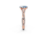 Rose gold Fancy Blue Oval Cut Diamond Solitaire Engagement Ring with Twisted Pavé Band and Four-Prong Setting_46