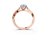 Rose gold Fancy Blue Oval Cut Diamond Solitaire Engagement Ring with Twisted Pavé Band and Four-Prong Setting_47