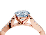 Rose gold Fancy Blue Oval Cut Diamond Solitaire Engagement Ring with Twisted Pavé Band and Four-Prong Setting_48