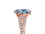 Rose gold Fancy Blue Oval Cut Diamond Solitaire Engagement Ring with Twisted Pavé Band and Four-Prong Setting_49