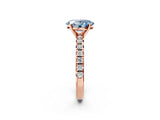 Rose gold Fancy Blue Oval Cut Diamond Solitaire Pavé Engagement Ring with Round Band and Prong Setting_46