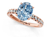 Rose gold Fancy Blue Oval Cut Diamond Solitaire Pavé Engagement Ring with Round Band and Prong Setting_51