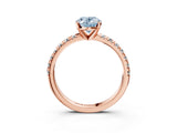 Rose gold Fancy Blue Oval Cut Diamond Solitaire Pavé Engagement Ring with Round Band and Prong Setting_53