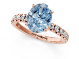 Rose gold Fancy Blue Oval Cut Diamond Solitaire Pavé Engagement Ring with Round Band and Prong Setting_63