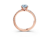 Rose gold Fancy Blue Oval Cut Diamond Solitaire Pavé Engagement Ring with Round Band and Prong Setting_65