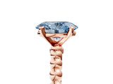 Rose gold Fancy Blue Oval Cut Diamond Solitaire Ring with Beaded Band and Prong Setting_297