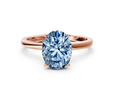 Rose gold Fancy Blue Oval Cut Diamond Solitaire Ring with Classic Band and Four-Prong Setting_12