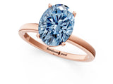 Rose gold Fancy Blue Oval Cut Diamond Solitaire Ring with Classic Band and Four-Prong Setting_13
