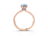 Rose gold Fancy Blue Oval Cut Diamond Solitaire Ring with Classic Band and Four-Prong Setting_15