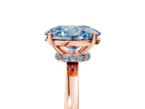 Rose gold Fancy Blue Oval Cut Diamond Solitaire Ring with Classic Band and Four-Prong Setting_17