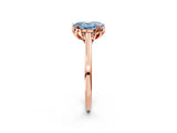Rose gold Fancy Blue Oval Cut Diamond Solitaire Ring with Flower Prong Setting and Classic Band_16