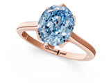 Rose gold Fancy Blue Oval Cut Diamond Solitaire Ring with Flower Prong Setting and Classic Band_39