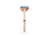 Rose gold Fancy Blue Oval Cut Diamond Solitaire Ring with Flower Prong Setting and Classic Band_40