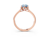Rose gold Fancy Blue Oval Cut Diamond Solitaire Ring with Flower Prong Setting and Classic Band_41