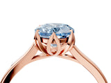 Rose gold Fancy Blue Oval Cut Diamond Solitaire Ring with Flower Prong Setting and Classic Band_42