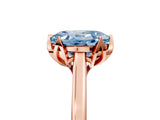 Rose gold Fancy Blue Oval Cut Diamond Solitaire Ring with Flower Prong Setting and Classic Band_43
