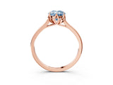 Rose gold Fancy Blue Oval Cut Diamond Solitaire Ring with Flower Prong Setting and Classic Band_85