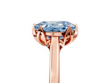 Rose gold Fancy Blue Oval Cut Diamond Solitaire Ring with Flower Prong Setting and Classic Band_87