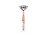 Rose gold Fancy Blue Oval Cut Diamond Solitaire Ring with Four-Prong Setting and Pavé Band_5