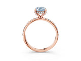 Rose gold Fancy Blue Oval Cut Diamond Solitaire Ring with Four-Prong Setting and Pavé Band_6